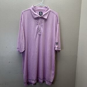 FootJoy Shirt Performance Mens XXL Pink Striped Golf Polo Great Oaks Embroidery